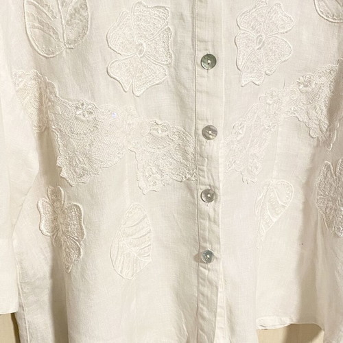 Luisa Oversized Linen Shirt white, new, 3/4 sleeve