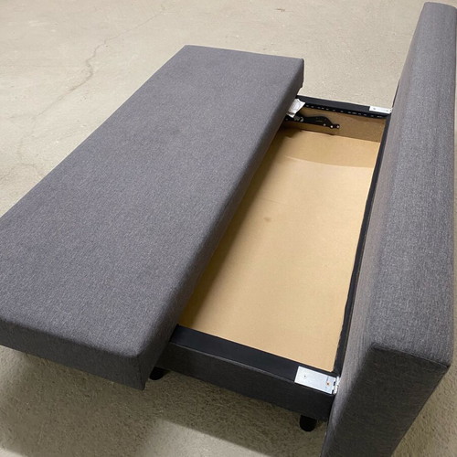 Three-seater sofa bed like new with storage space and 3 cushions