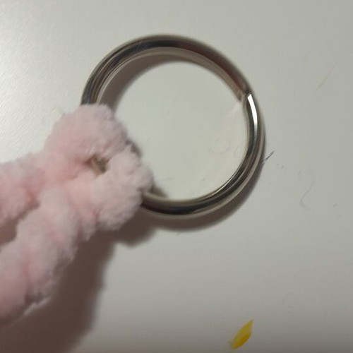 Handmade knitted mouse keychain, new, white and pink