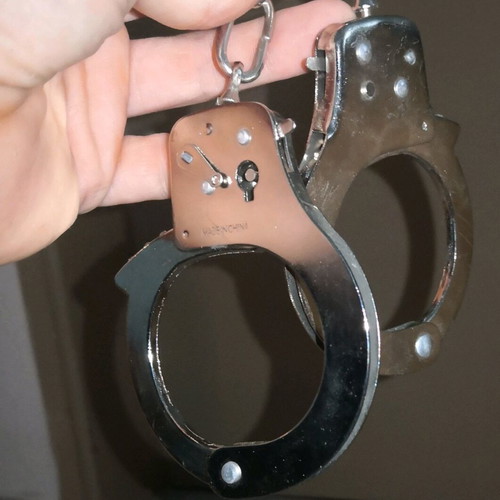 Fake metal handcuffs like new with key