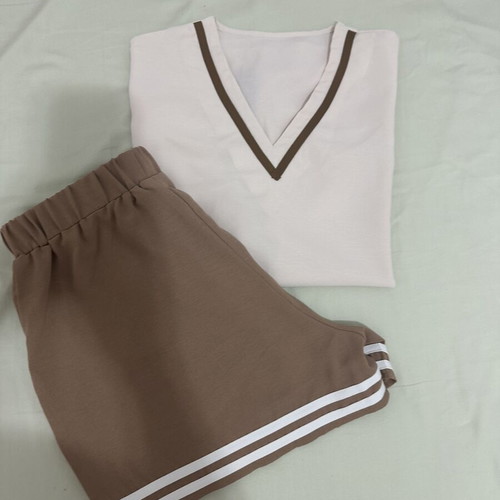 Selamara women's summer set, beige and brown