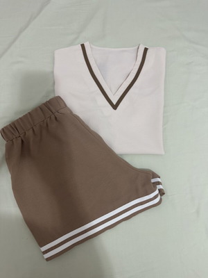 Selamara women's summer set, beige and brown