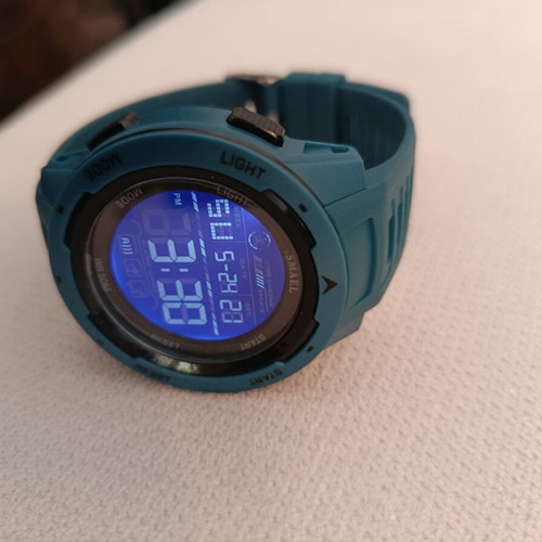 Smael watch like new, blue, waterproof with LED display