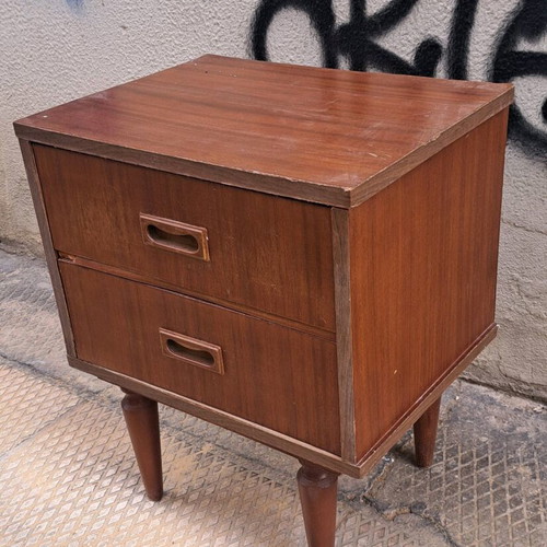 Nightstand used with wear on veneer and varnish