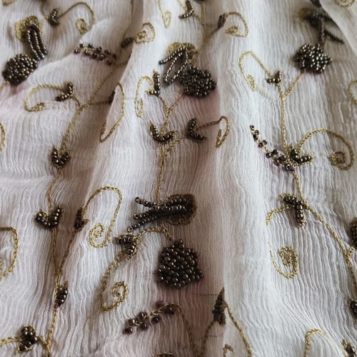 Soufli Silk Tsevres Table Runner embroidered with gold thread and beads used