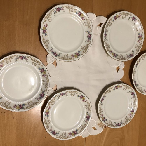 Pirkenhammer porcelain plates like new with floral rococo gold trim