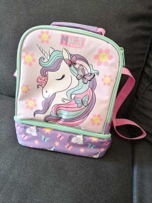 School insulated shoulder lunch bag 7lt purple unicorns 22x16x28cm