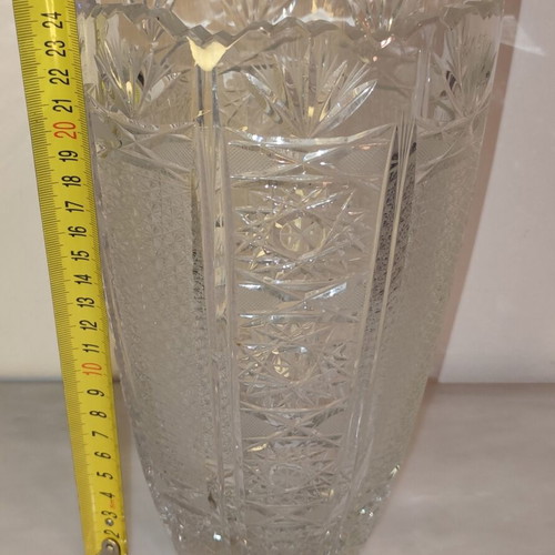 Bohemia Crystal Vase carved, handmade, like new