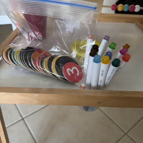 Children's Double-Sided Drawing Board used with clock and abacus