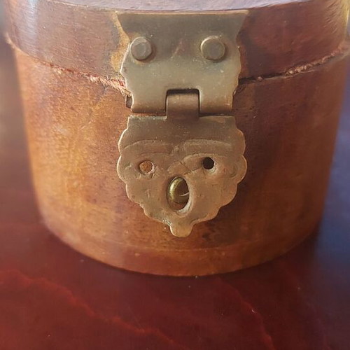 Wooden box with brass decorations like new