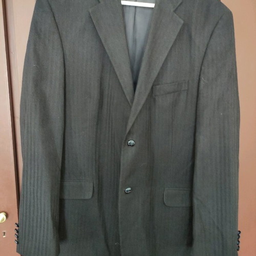 Men's blazer like new, fine wool, herringbone pattern, black, XXL