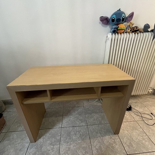 Desk with shelves used, beige color, sturdy hotel equipment