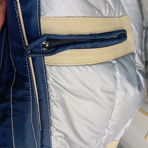 Union Mills leather jacket new, size XL, blue and beige