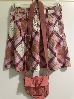 Attrattivo Set with Pink Checked Skirt Size S and Matching Bag like new
