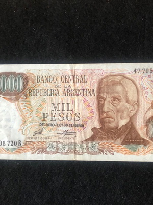 1000 Pesos Αργεντινής 1976 με σφραγίδα Decreto-Ley