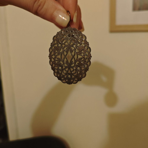 Metal earrings like new, black and gray