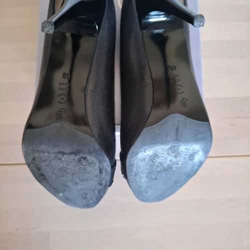 Bournazos black peep-toe pumps size 40 like new with Swarovski