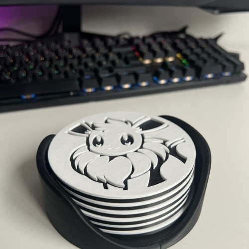 3D Print Pokemon Coasters Set of 6 Like New with Case