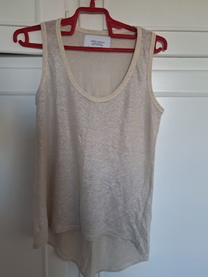 Zara sleeveless top like new, beige with silver thread