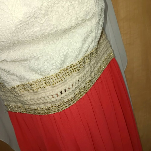Long backless dress o2 like new, white and pink, one size