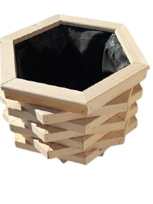 Ξύλινη γλάστρα ζαρντινιέρα δωδεκάγωνη καινούργια από Σουηδικό ξύλο