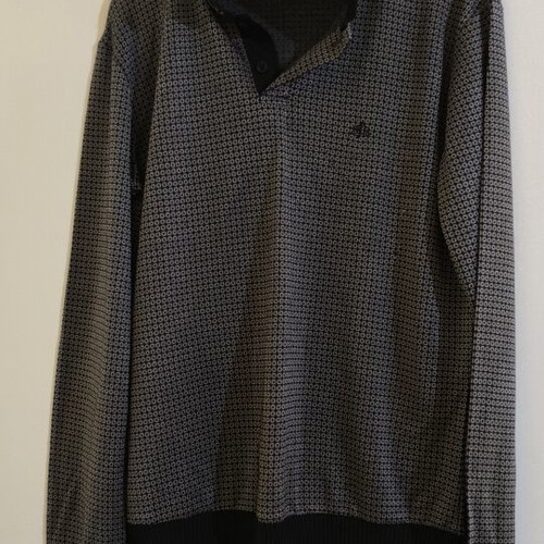 Bitsiani polo shirt with geometric pattern and black collar