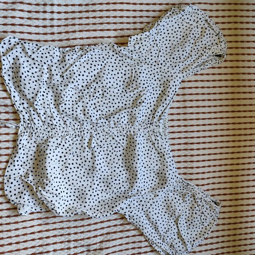 H&M polka dot crop top new, size large, black and white
