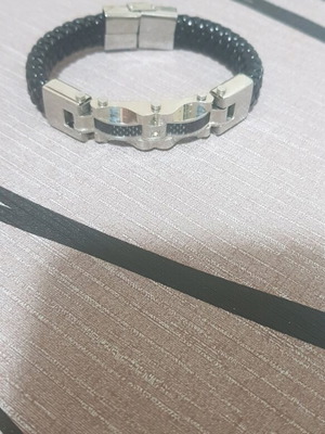 Bracelet with leather and steel new