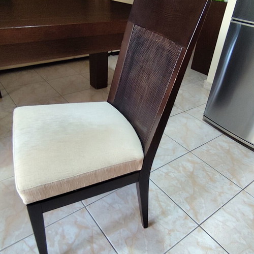 Dining set 100x190 with six chairs wenge solid wood modern design and extension wood like new