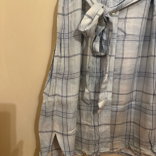 Gap shirt dress white and blue checkered used, size S