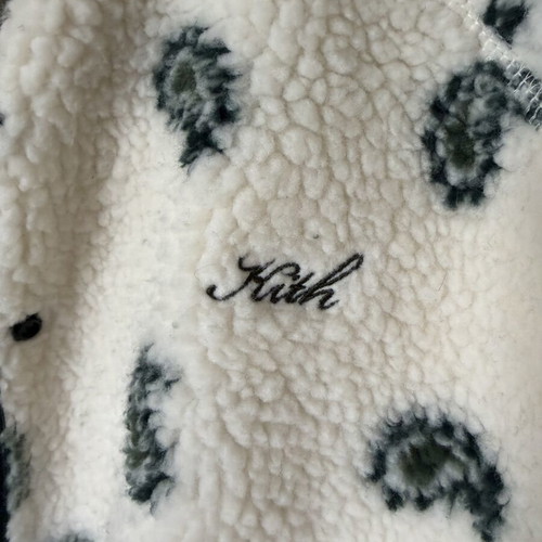 Kith Pinehurst Sherpa Fleece Jacket Men Large White Paisley Snap Bomber like new