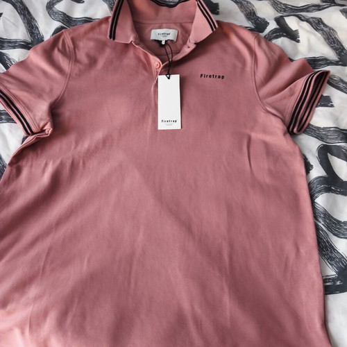 Firetrap men's polo shirt new, pink, size L, made in England