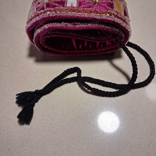 Ethnic Boho Handmade Belt like new, adjustable, fuchsia and burgundy