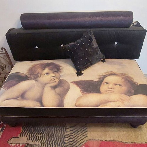 Recliner with stool like new, cherubs and Swarovski