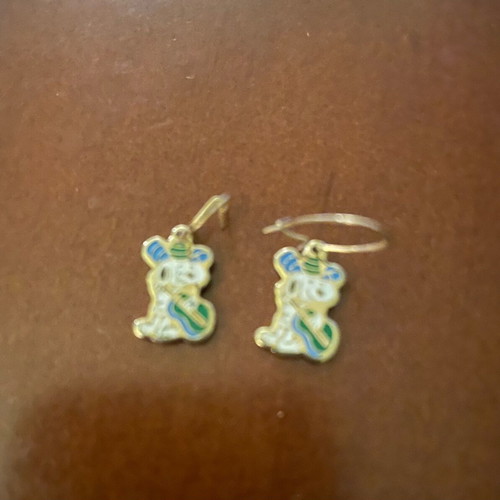Vintage Snoopy earrings like new, blue and green, 1970s