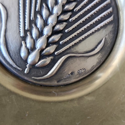 Lalaounis decorative plate used, brass and 925 silver
