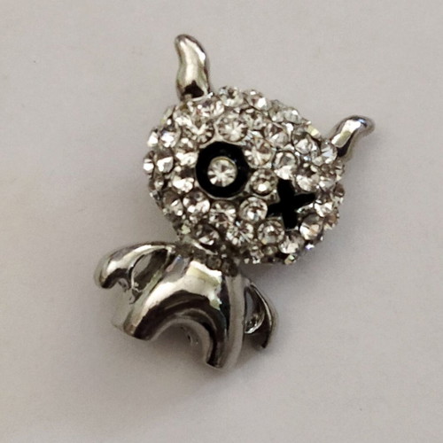 Black Cross Eyed Rabbit Brooch with Clear Swarovski Crystals new