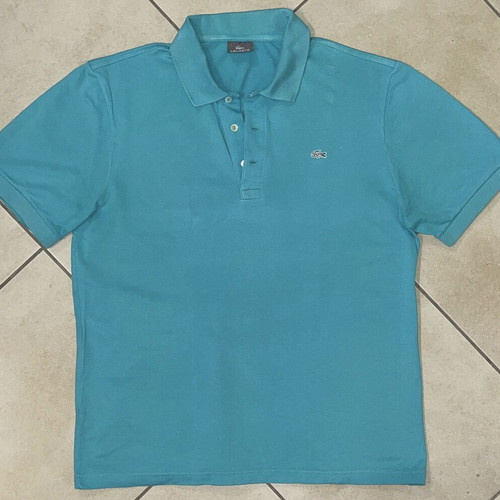 Lacoste Men Polo Shirt, turquoise, classic croc logo, size 2XL