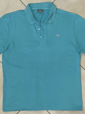 Lacoste Men Polo Shirt, turquoise, classic croc logo, size 2XL