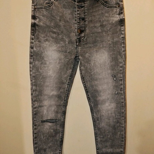 Bershka women's high-waisted elastic gray jeans like new
