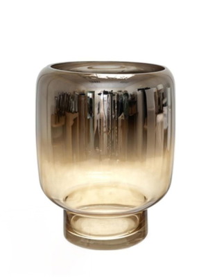 Glass vase with brown silver gradient, new, size 25x20x20 cm