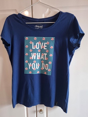 Admiral Blue T-Shirt with "Love What You Do" Print, Cotton, M, New