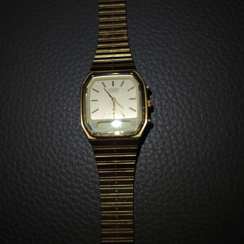 Citizen Vintage 1985 Ana-Digi watch used, gold-plated