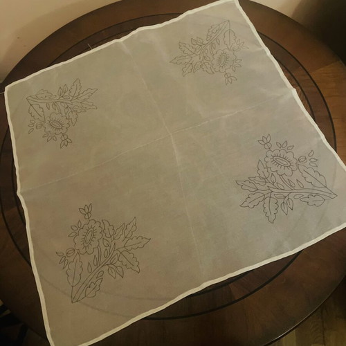 Set of 2 organza table runners with embossed design, like new