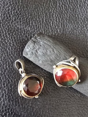 Women's silver ring and pendant set like new