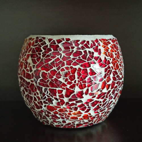 Decorative mosaic glass candle holder like new