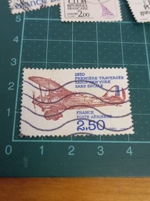 France Stamp 1980 50th Anniversary of First Non-Stop Paris-New York Flight like new