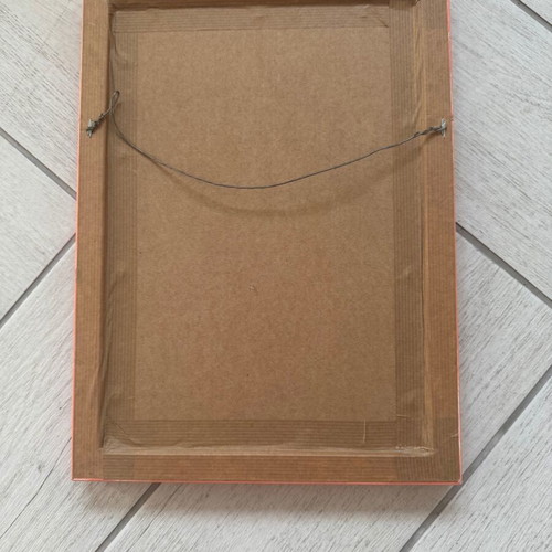 Black Cat Print with Wooden Salmon Frame new
