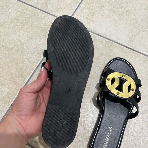 Tsoukalas summer sandal like new, black and gold