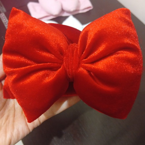 Set of handmade baby headbands with puffy bows, 9-12 months
